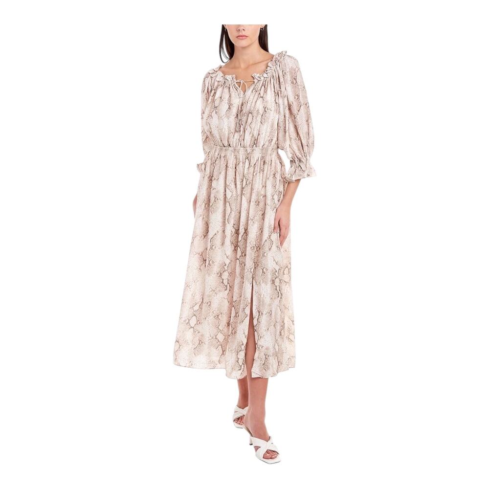 ELIE TAHARI Snakeskin-Print Silk Midi Dress Women’s Large NWT MSRP $495
